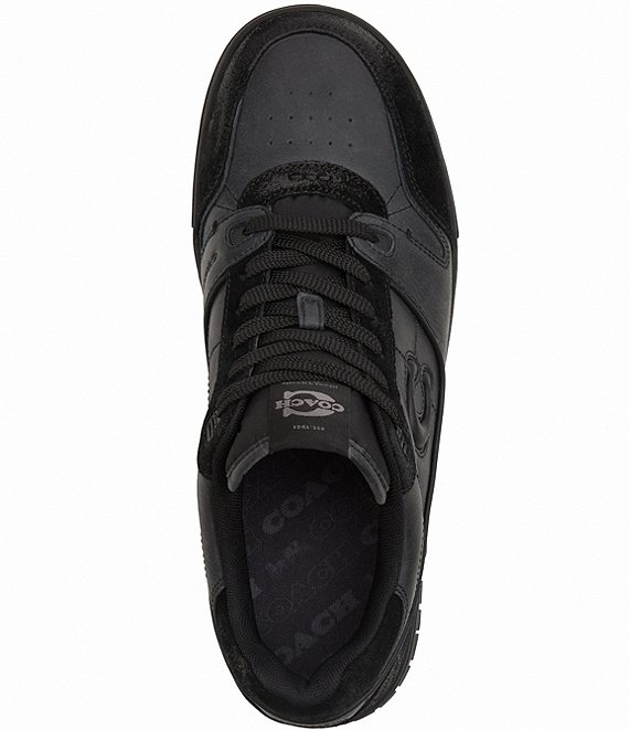 Men's COACH SoHo Leather Lace-Up Casual Black Sneakers