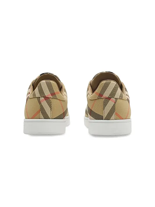 Men’s Burberry Men’s White Leather Sand Ip Check Sneakers