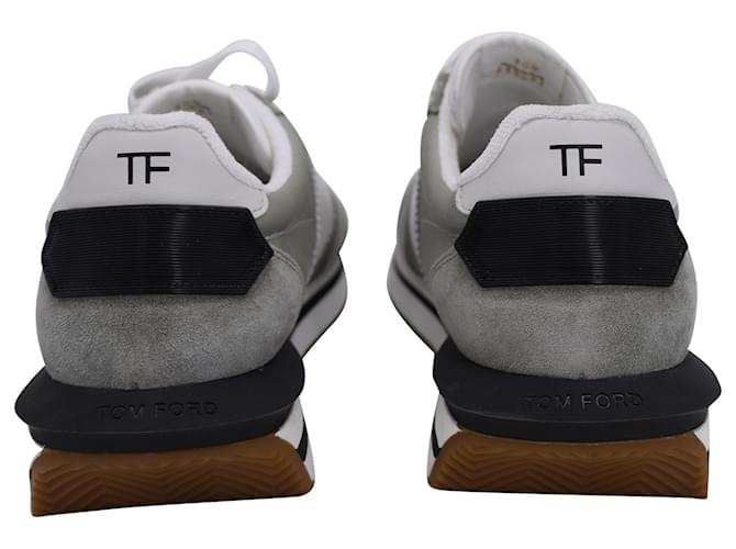Men's Tom Ford James Mixed Media Low Top Grey Sneakers
