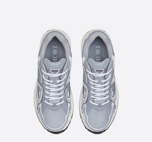 Men's Dior x Stone Island B30 Gray Mesh and White Sneakers