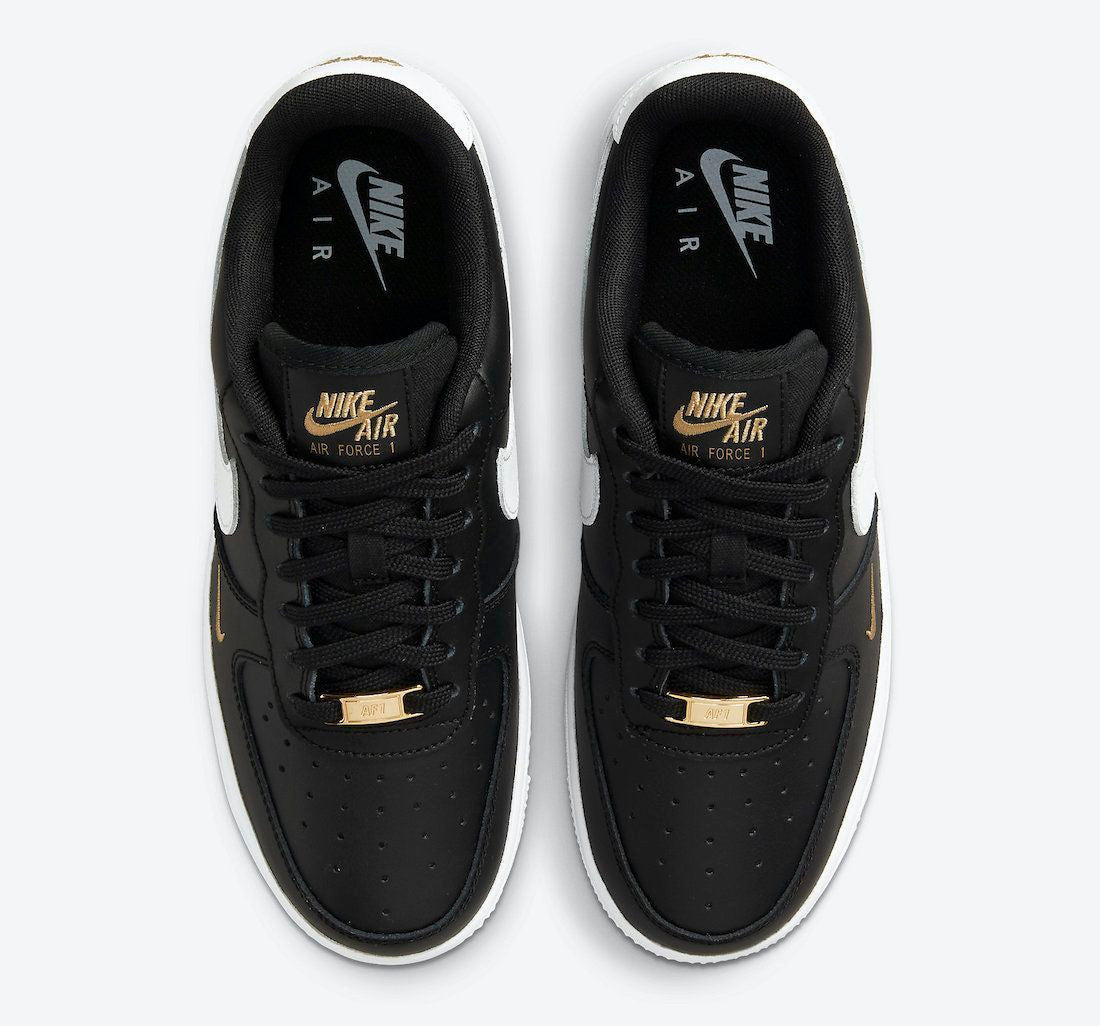 Men's Air Force 1 Gold Mini Swooshes Black Shoes