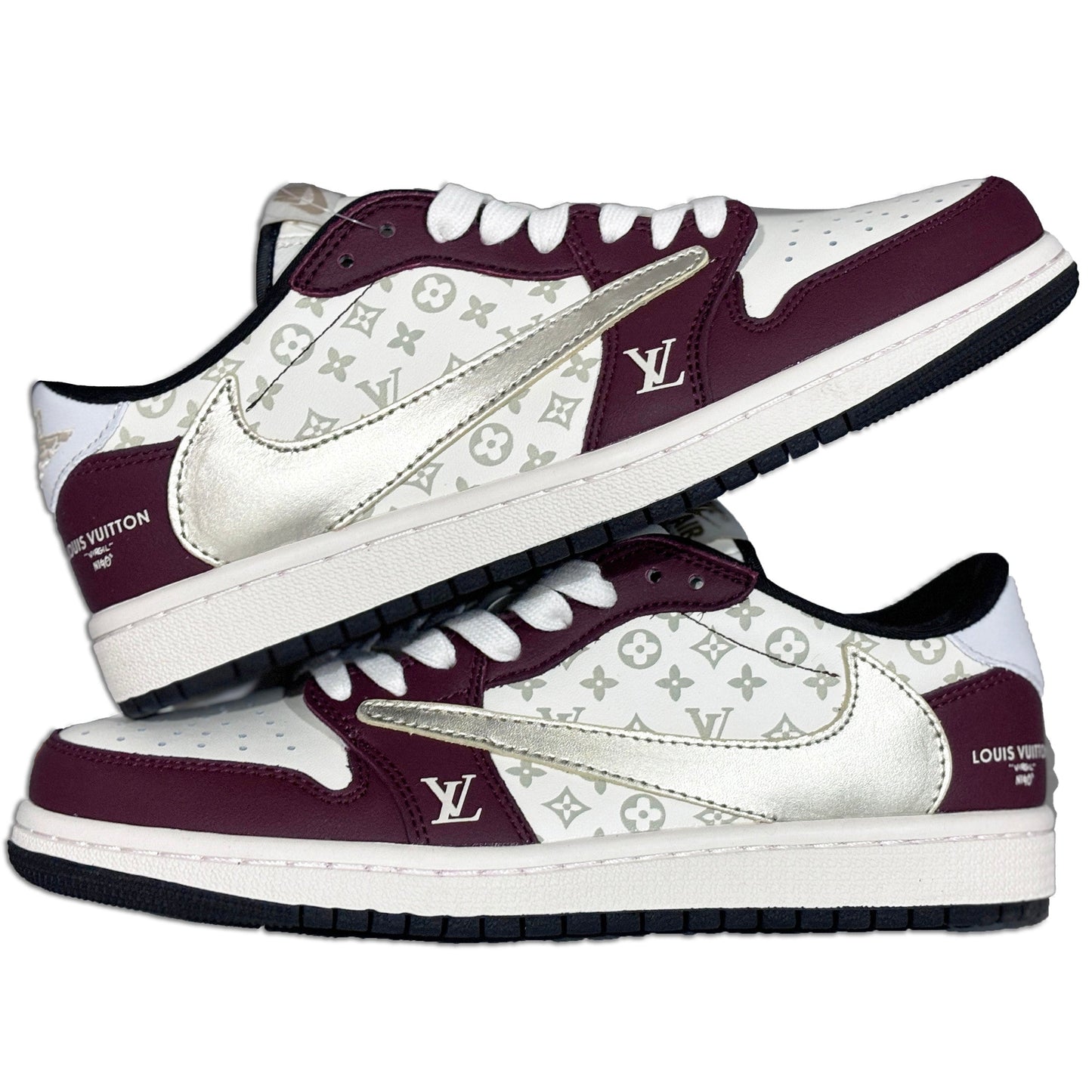 Men's Air Jordan 1 Low x LV ' Burgundy' Shoes