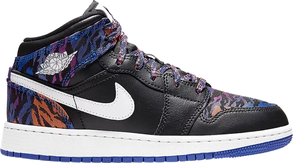 Men's Air Jordan 1 Mid Tiger Stripe Shoes