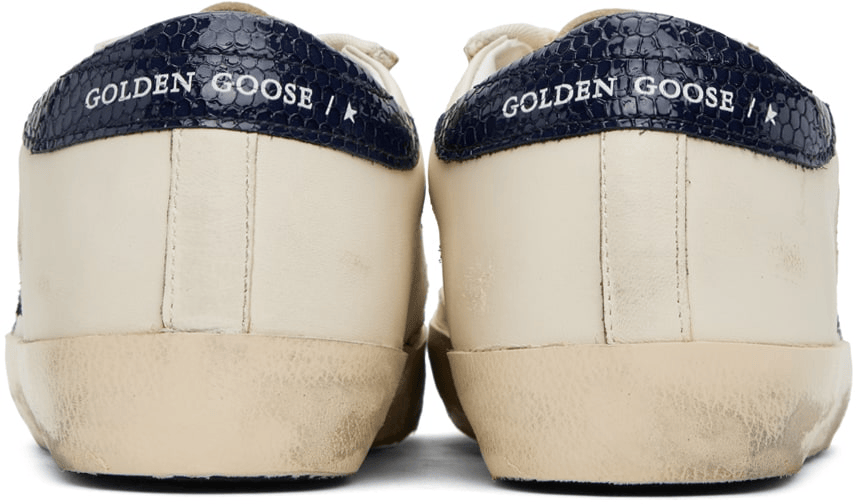 Men's SSENSE Exclusive White Super-Star Sneakers In Navy Brown