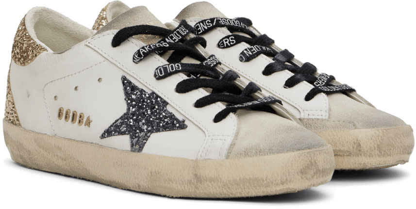 Men's SSENSE Exclusive White Super-Star Sneakers In Seedpearl Glitter