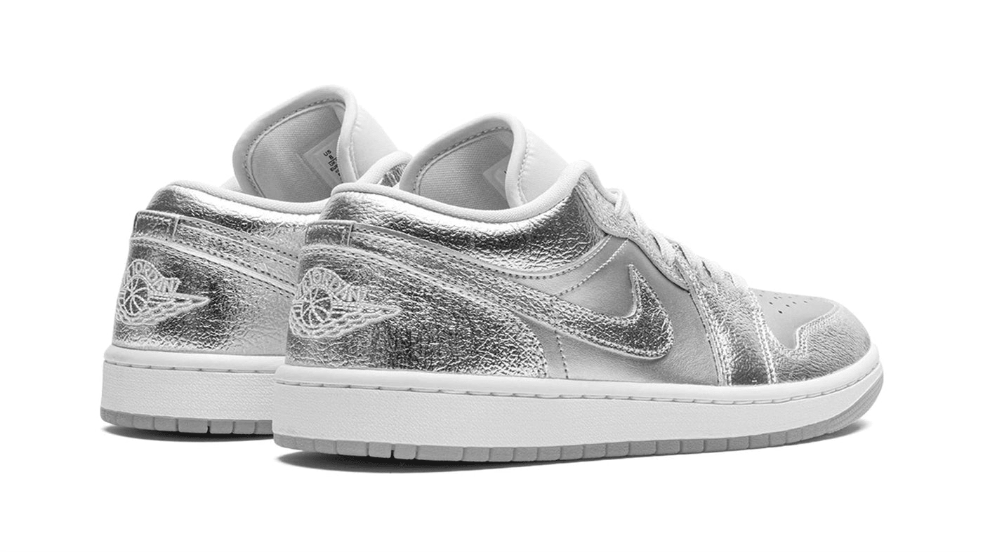 Men's Air Jordan 1 Low Metallic Silver Shoes