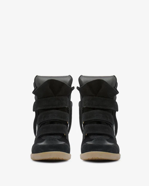Men's Isabel Marant Bekett Hidden Wedge High Top Black Sneakers