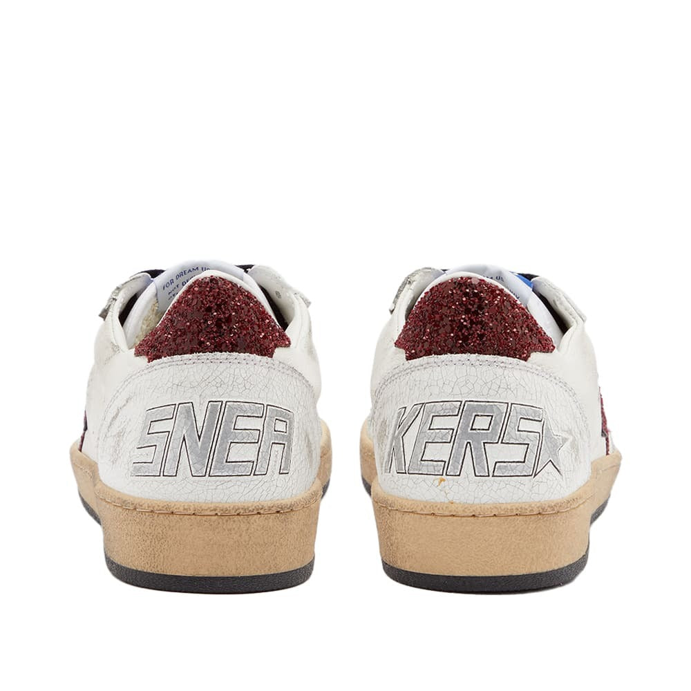 Men's Golden Goose Ball Star Gold Laminated White Bordeaux Sneakers