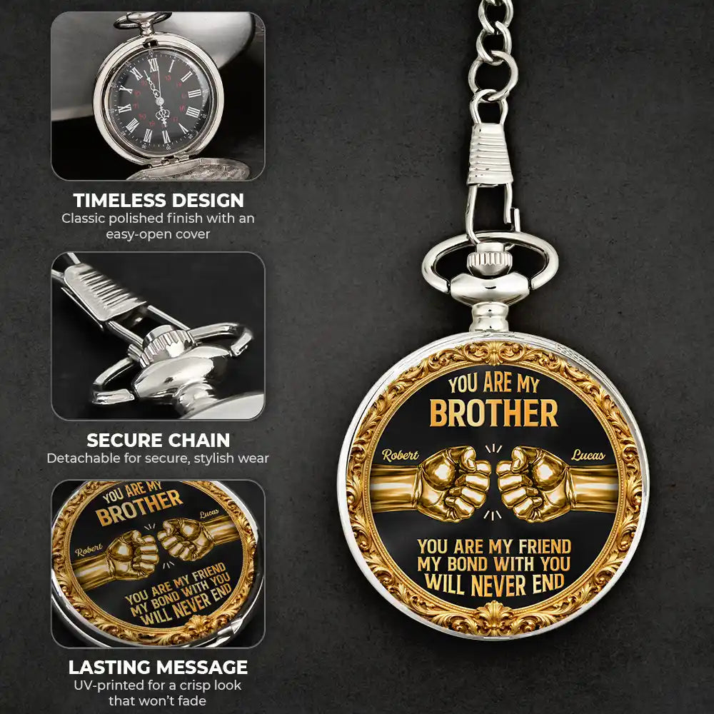3D Metal Effect You Are My Brother My Friend - Personalized Pocket Watch