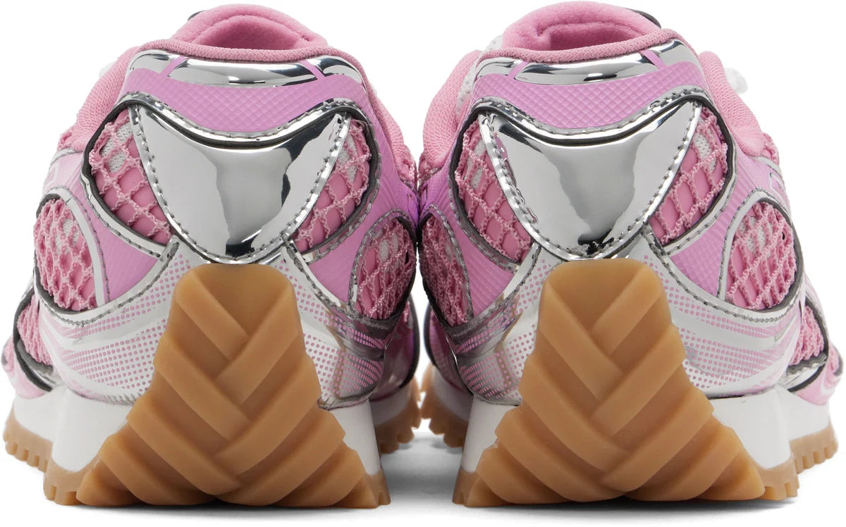 Men’s Bottega Veneta Orbit Flash Suede-Trimmed Veneta Pink Sneakers