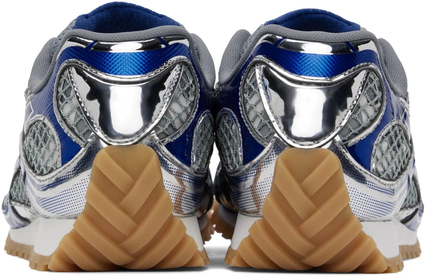 Men’s Bottega Veneta Orbit Flash Suede-Trimmed Gray & Blue Sneakers