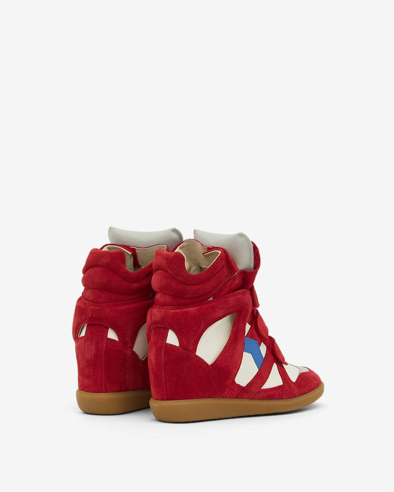 Men's Isabel Marant Bekett Hidden Wedge High Top Red Sneakers