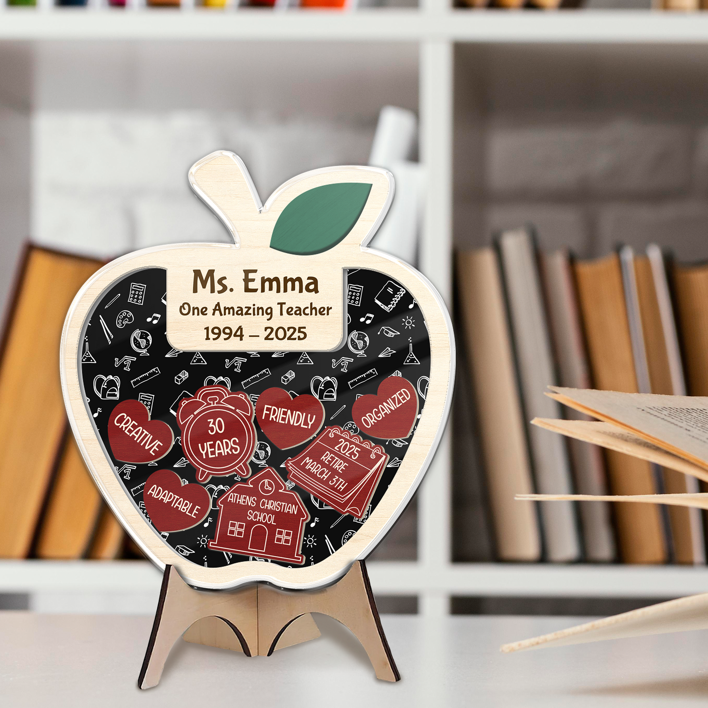 Personalized Teacher Retirement Acrylic Apple Shaking Magnet Gift From Student