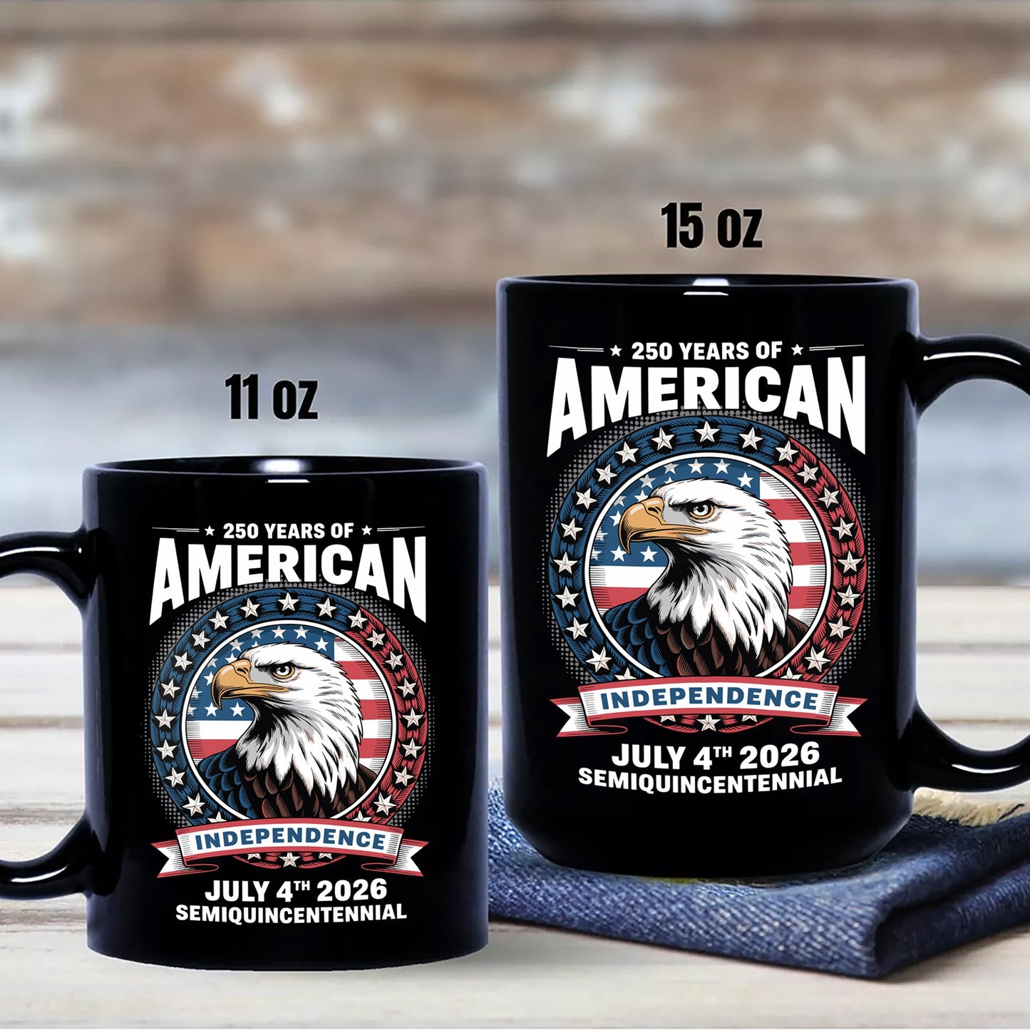 250 Years of America Anniversary Independence Day 2026 Black Mug
