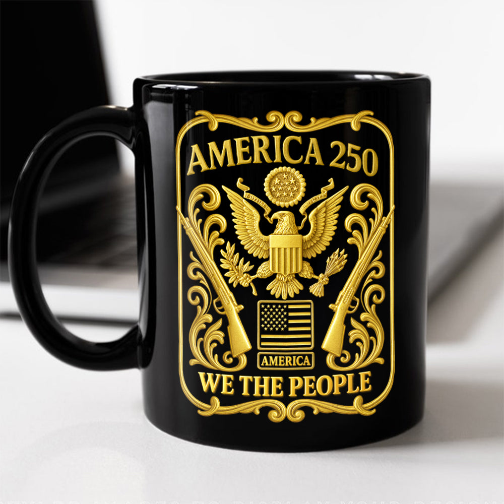 1776 - 2026 America 250th Anniversary Black Mug