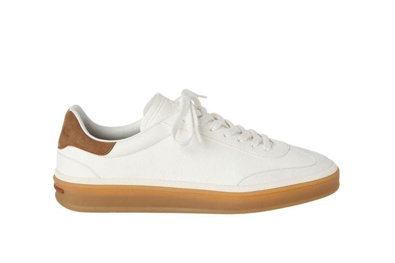 Men's Loro Piana Tennis Walk White Brown Sneakers