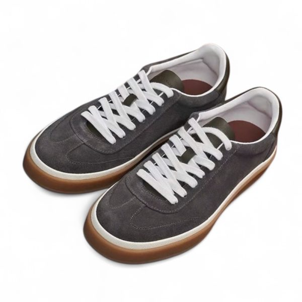 Men's Loro Piana Tennis Walk Gray Brown Sneakers