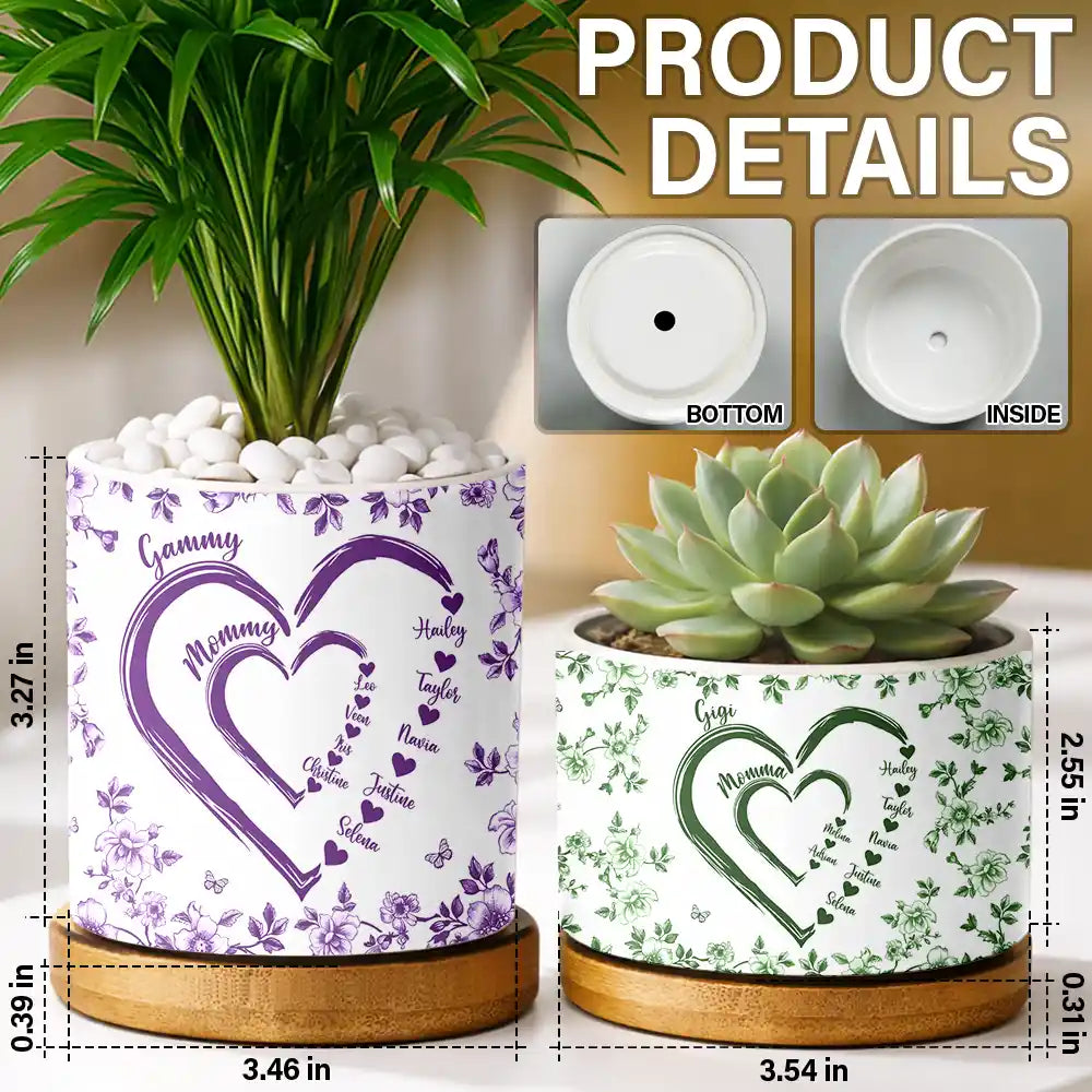 Mom Grandma Sweethearts - Personalized Ceramic Plant Pot