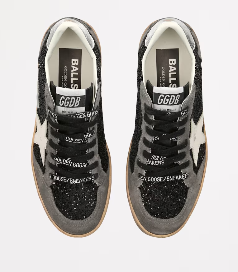 Golden Goose Women's Ball Star Gray Glitter Low-Top Sneakers