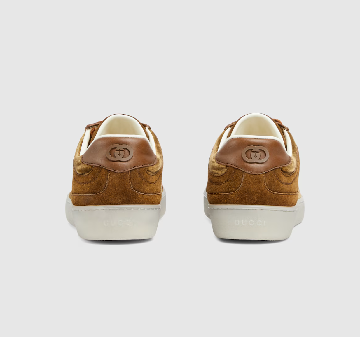 Men's Gucci G75 Logo-Appliquéd Leather-Trimmed Suede Brown Sneakers