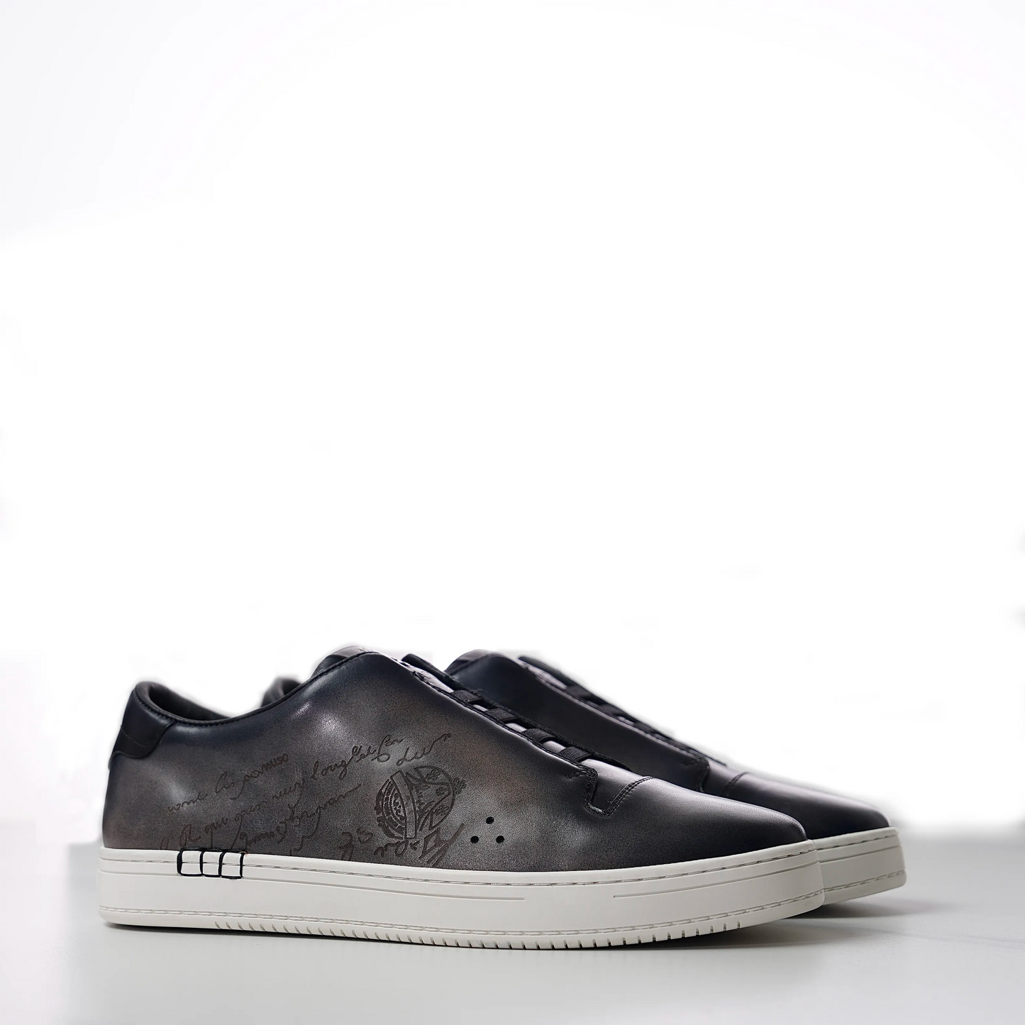 Men's Berluti Playtime Scritto Venezia Leather Black Sneakers