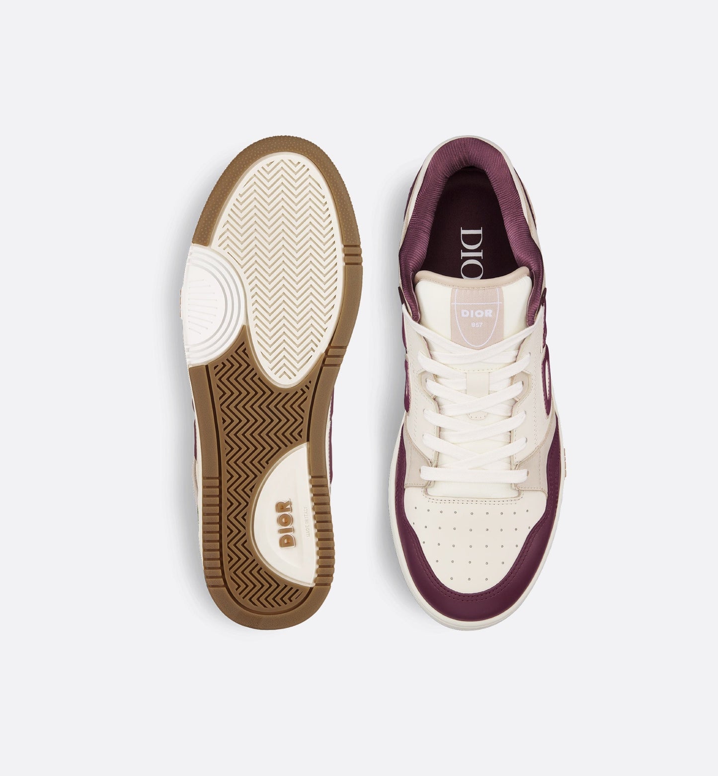 Men's Dior B57 Low-Top Burgundy Cream Sneakers
