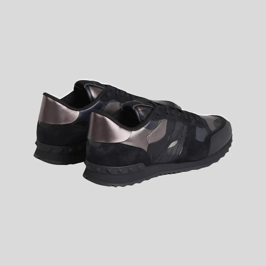 Men's Valentino Camo Rock Runners Black Sneakers