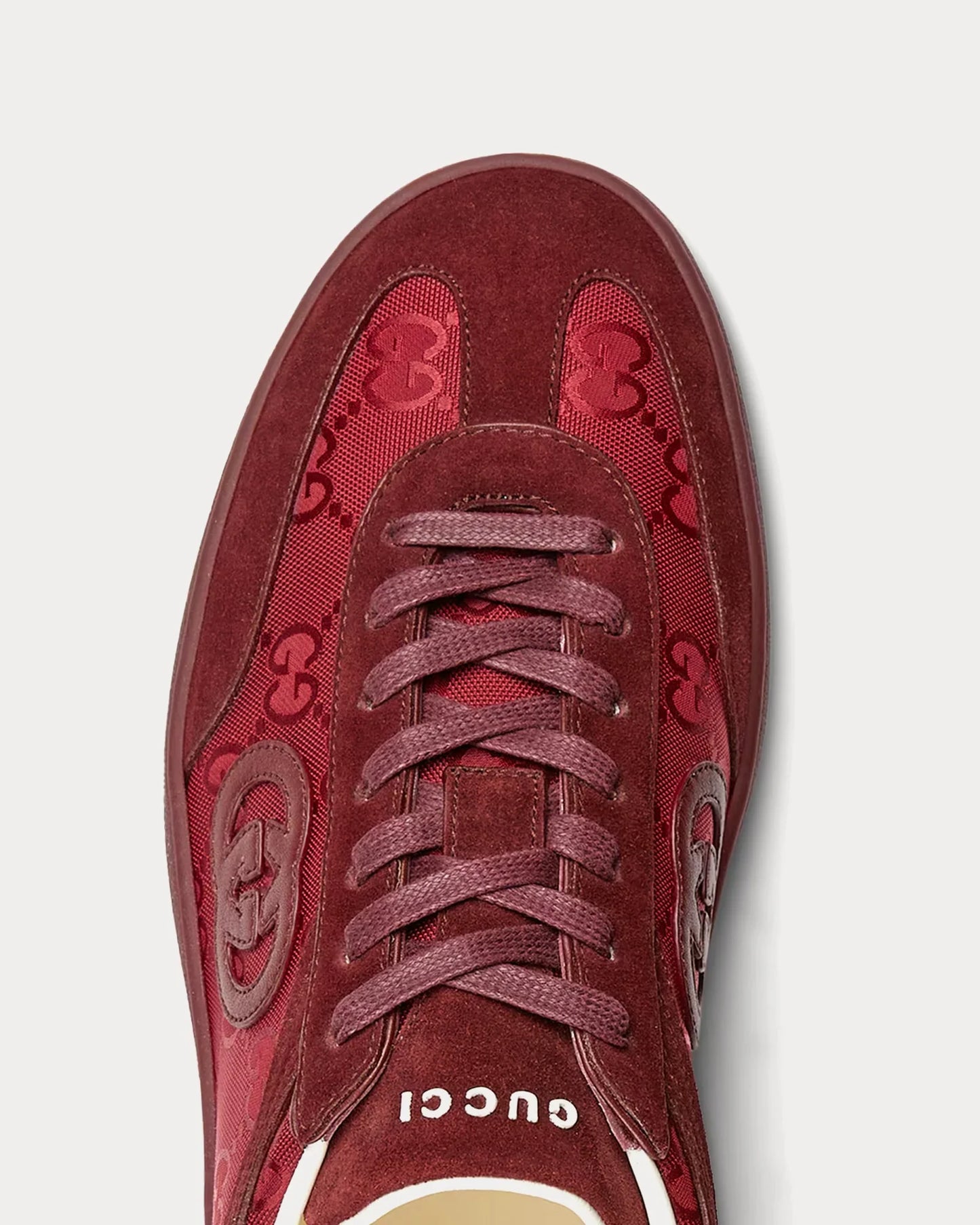 Men's Gucci G75 Logo-Appliquéd Leather-Trimmed Suede Red Sneakers