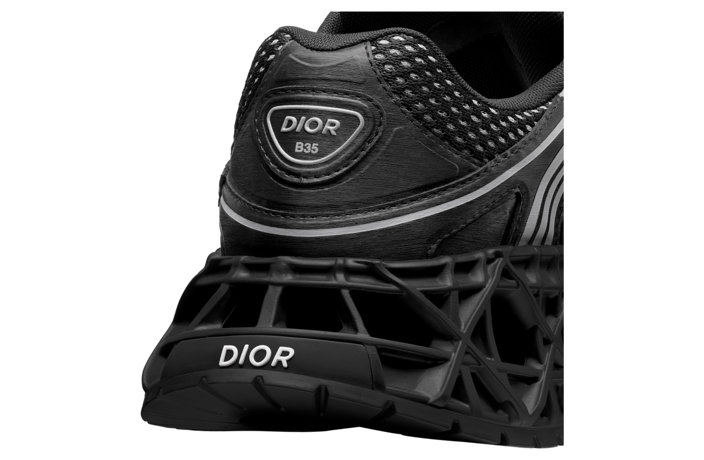 Men's Dior GreyBlack Mesh and Rubber B35 NXXT Black Sneakers