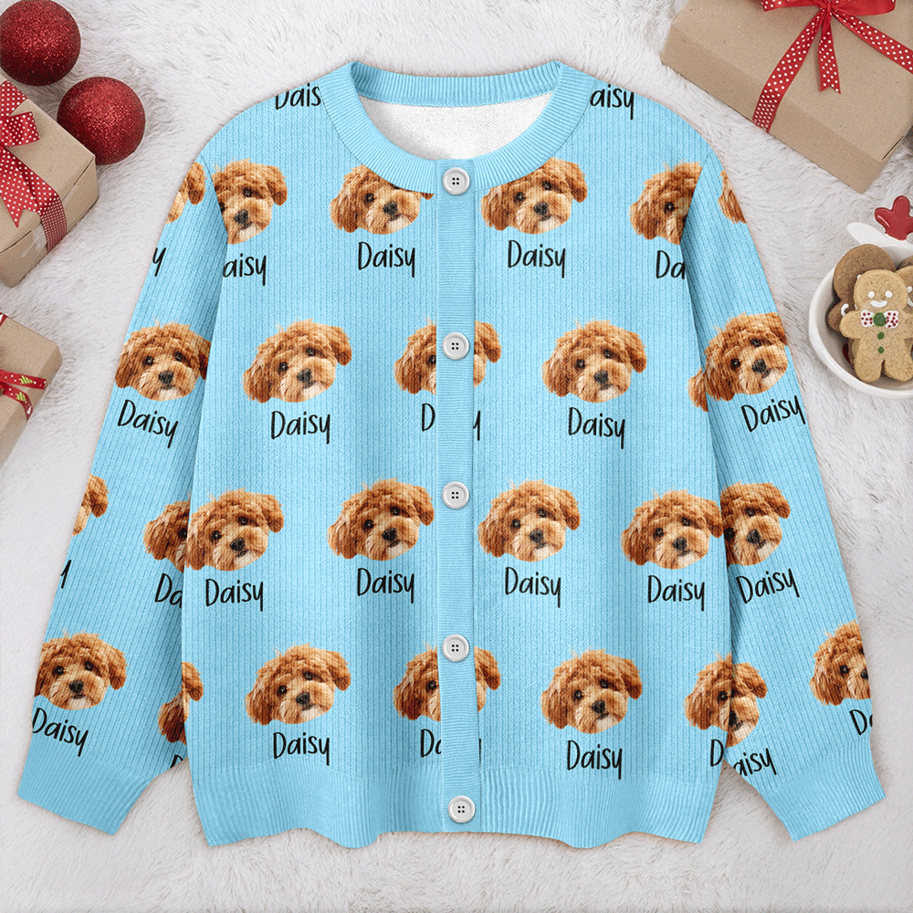 Custom Pet Portrait Photo Ugly Cardigan - Personalized Dog/Cat/Person Photo & Name