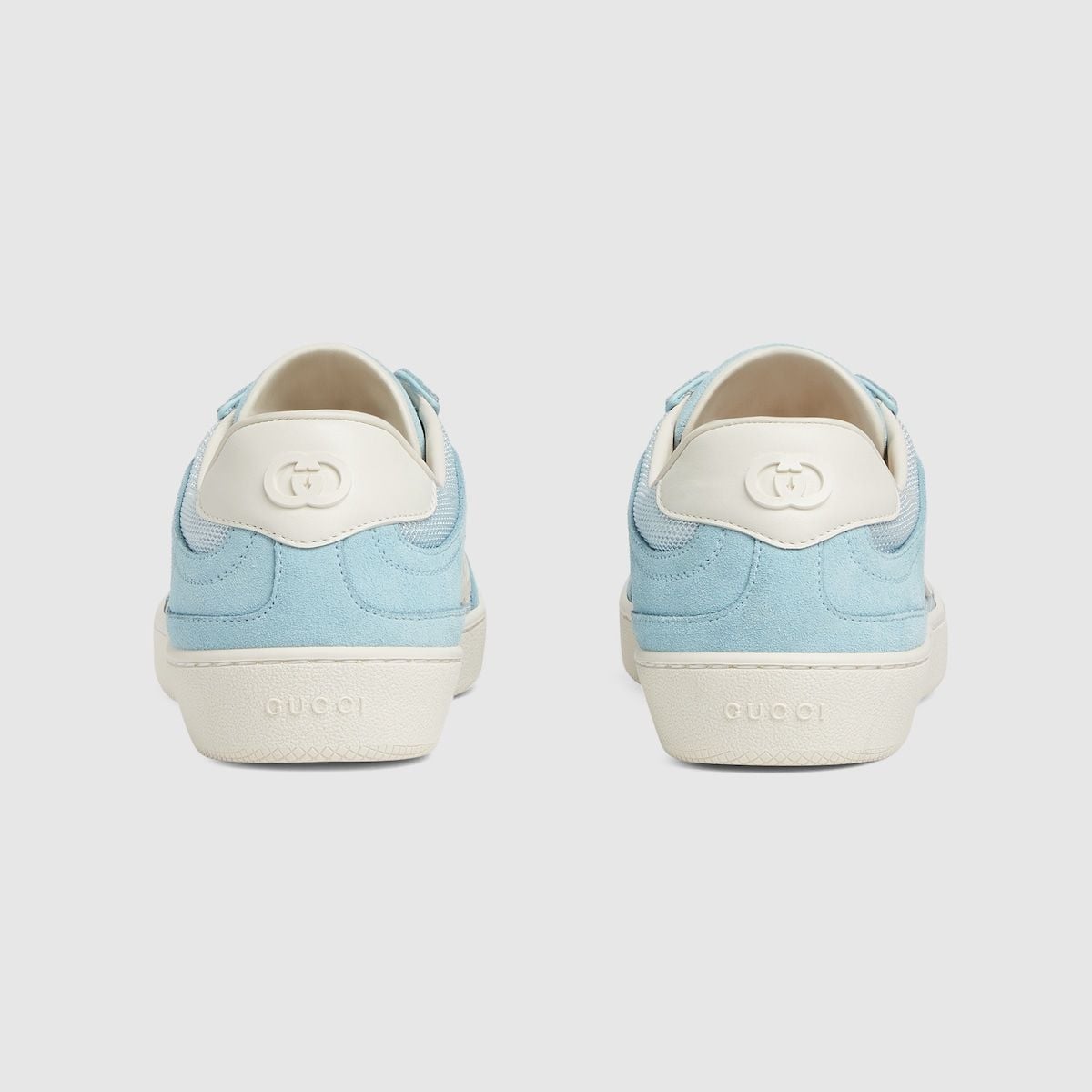 Men's Gucci G75 Logo-Appliquéd Leather-Trimmed Suede Light Blue Sneakers