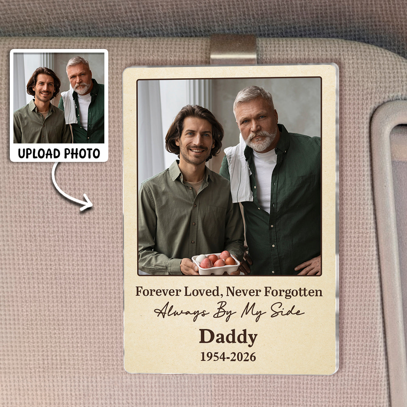 Custom Photo Always By My Side - Personalized Car Visor Clip - Special Gift For Family Members, Dad, Mom