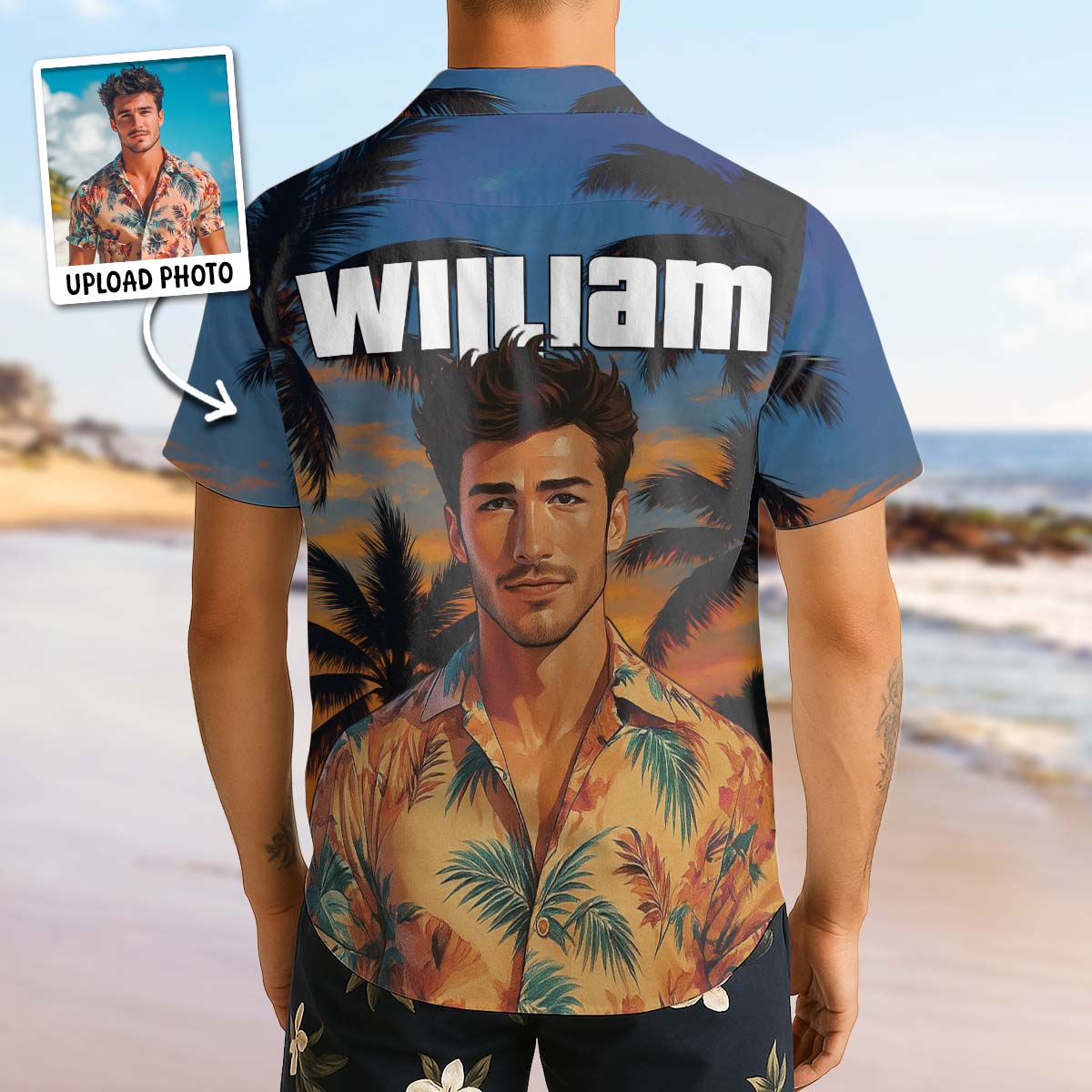 Custom Photo Sunset Tropical  - Personalized Customized Hawaiian shirt