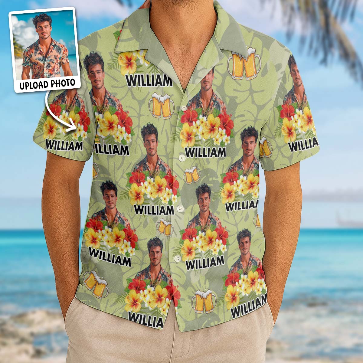 Custom Photo Drinkin' & Cheerin' - Personalized Customized Hawaiian Shirt