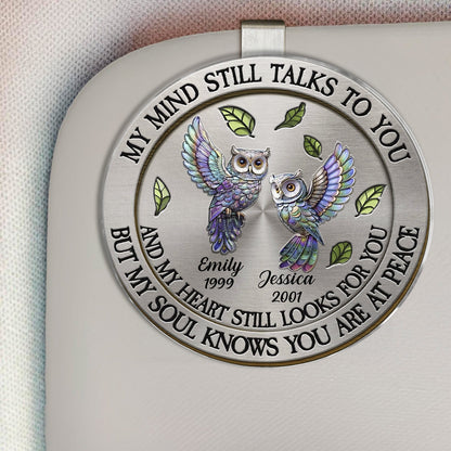 Memorial My Mind Still Talk To You - Personalized Car Visor Clip - Meaningful Gift For Family Members, Mom, Dad