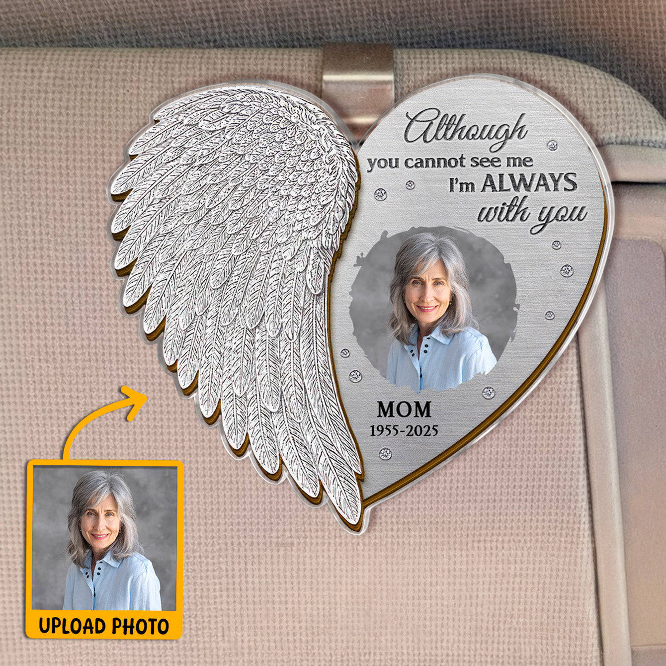 Custom Photo Memorial I'm Always With You - Personalized Car Visor Clip - Meaningful Gift For Family Members, Grandma, Grandpa