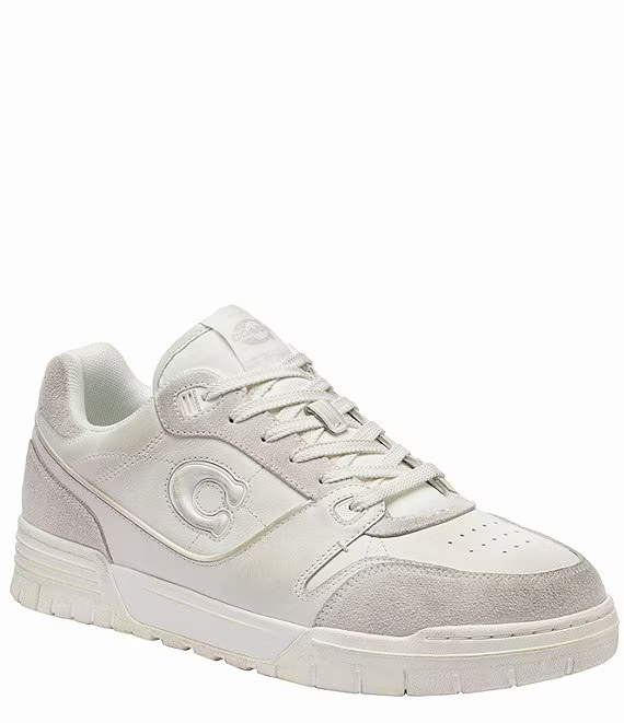 Men's COACH SoHo Leather Lace-Up Casual White Sneakers