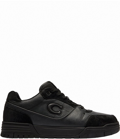 Men's COACH SoHo Leather Lace-Up Casual Black Sneakers