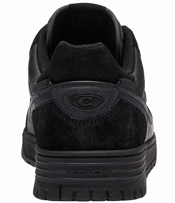 Men's COACH SoHo Leather Lace-Up Casual Black Sneakers