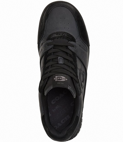 Men's COACH SoHo Leather Lace-Up Casual Black Sneakers