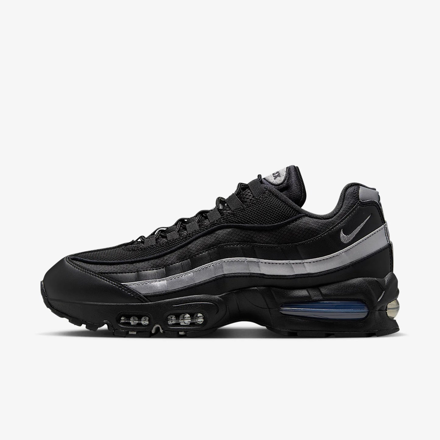Men's Nike Air Max 95 Black Metallic Silver Shoes