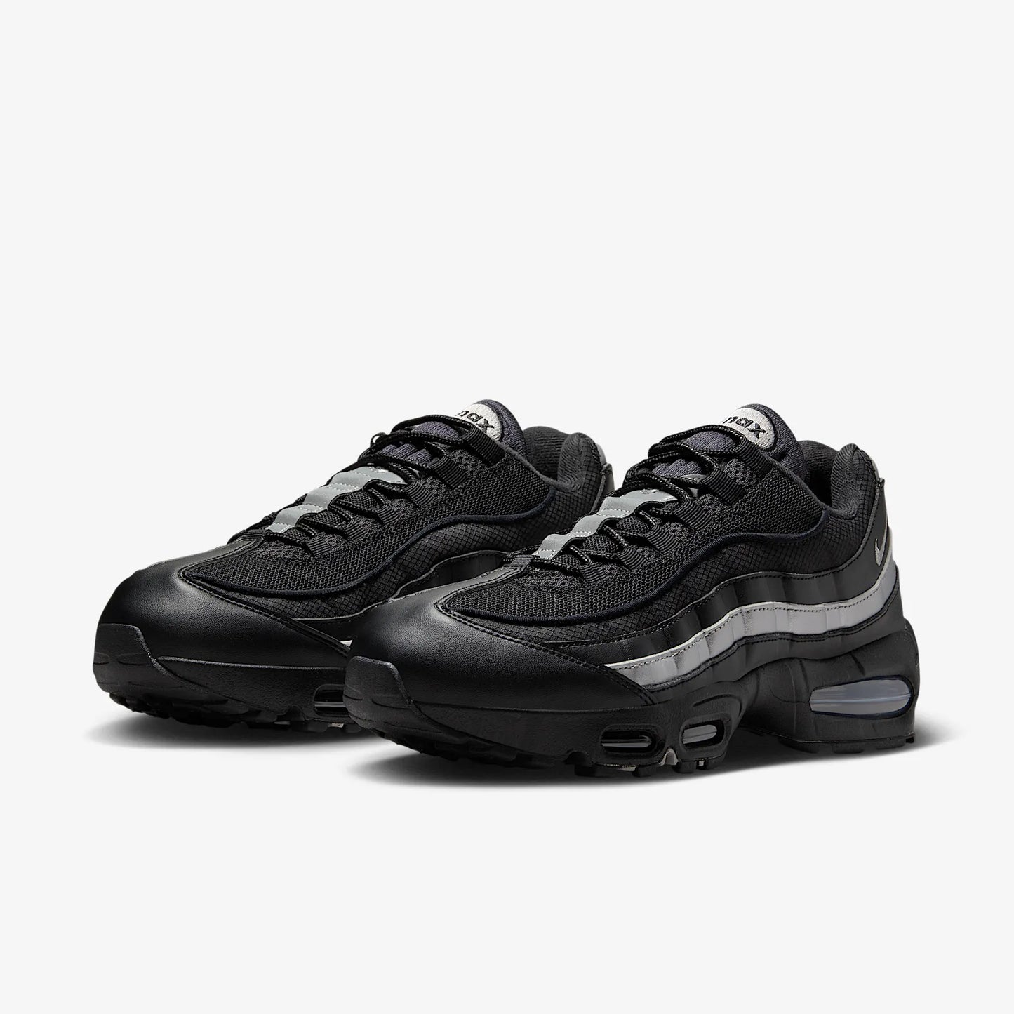 Men's Nike Air Max 95 Black Metallic Silver Shoes