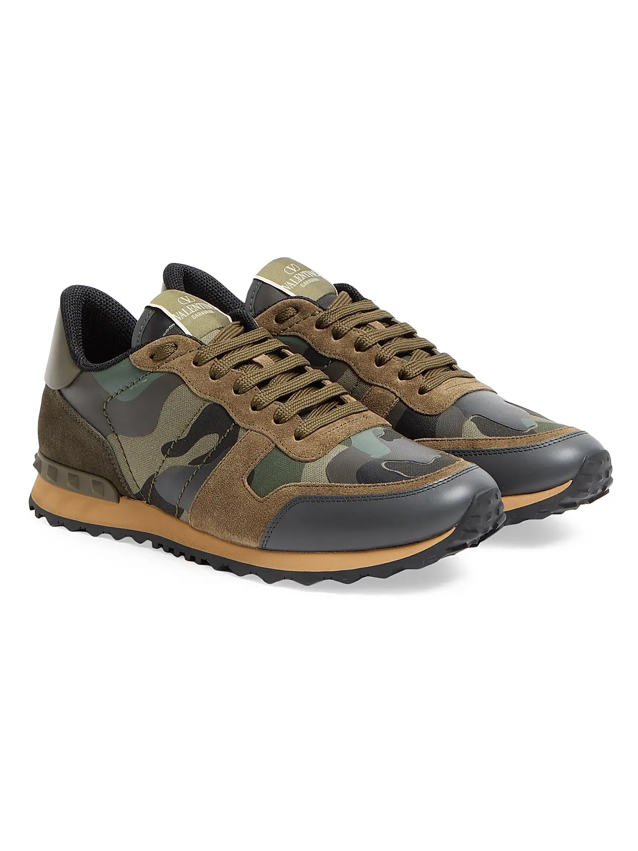 Men's Valentino Camo Rock Runners Military Green Sneakers