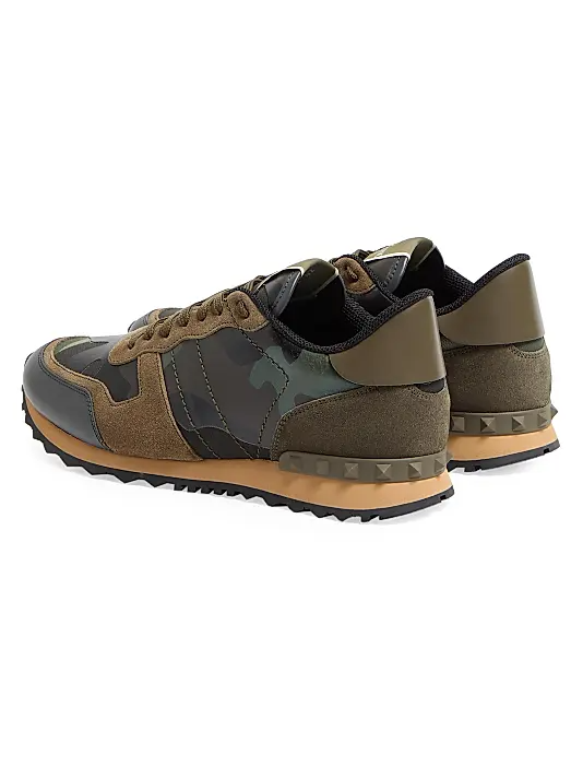 Men's Valentino Camo Rock Runners Military Green Sneakers