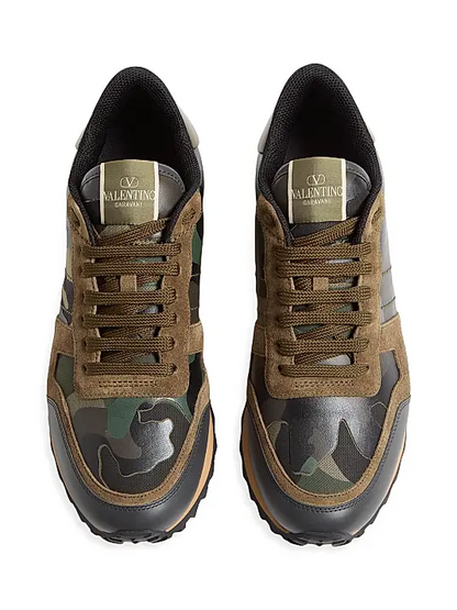 Men's Valentino Camo Rock Runners Military Green Sneakers