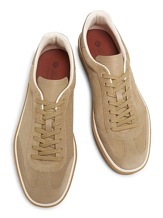 Men's Loro Piana Tennis Walk  Light Wood Smoke Sneakers