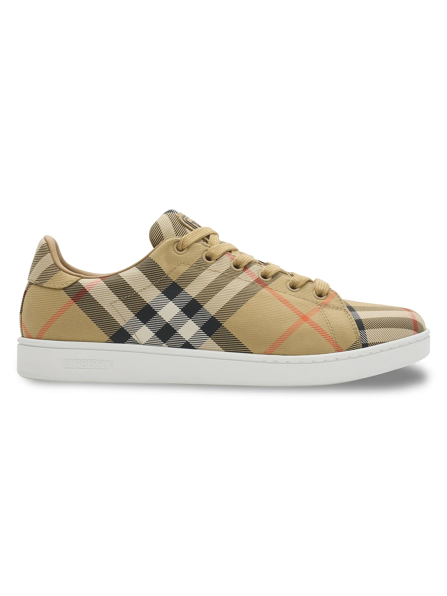 Men’s Burberry Men’s White Leather Sand Ip Check Sneakers