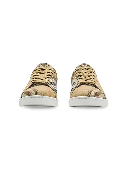 Men’s Burberry Men’s White Leather Sand Ip Check Sneakers