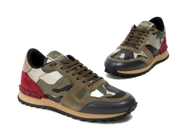 Men's Valentino Camo Rock Runners Rockstud Sneakers