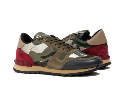 Men's Valentino Camo Rock Runners Rockstud Sneakers